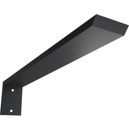 Ekena Millwork Hidden Support Steel Heavy Duty Bracket w/ Back Plate, Powder Coated Black 2 1/2"W x 18"D x 4"H BKTM02X18X04HBPBL